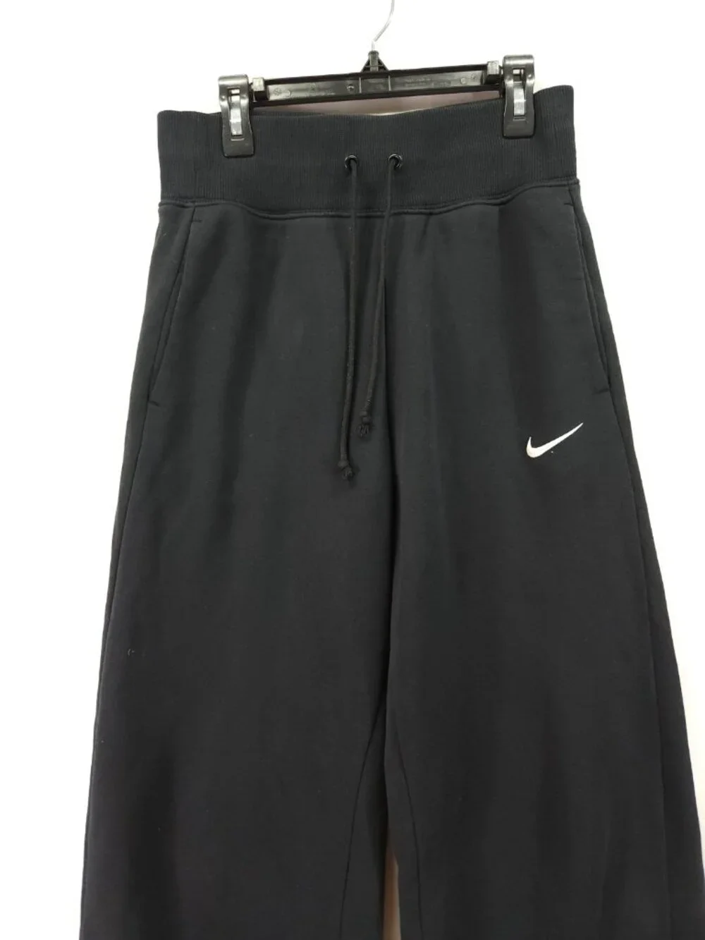 Nike Women Size Small Black Fleece Wide Leg Sweatpants High Rise Cozy Loungewear